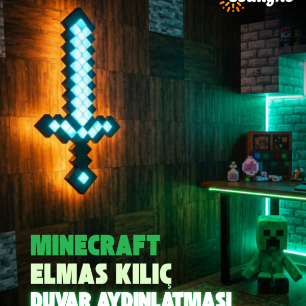 Minecraft Elmas Kılıç Duvar Aydınlatması